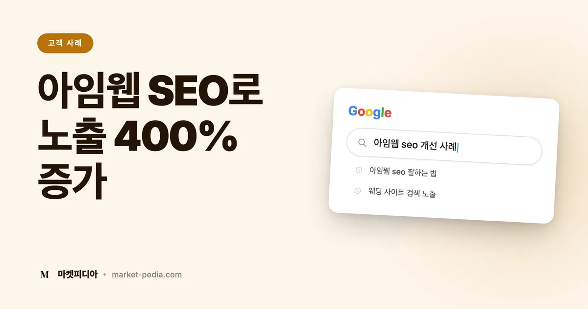 아임웹 랜딩페이지 하나 고쳐서 노출 400% — 더퍼스트웨딩 SEO 사례