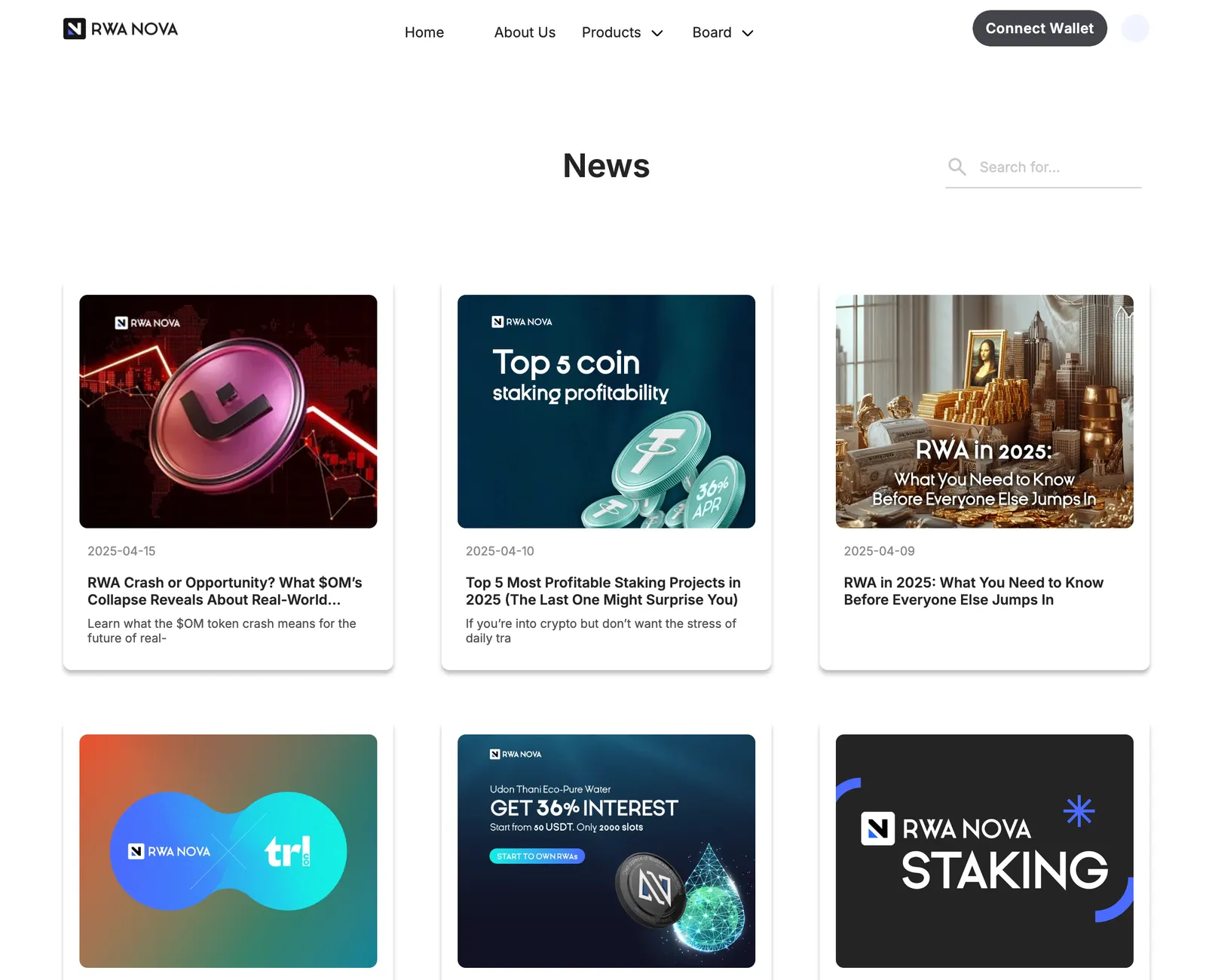 RWA Nova (Crypto) SEO 기획 참여, React 직접 개발