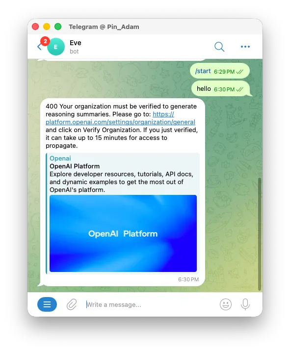근데 저는 o4-mini로 모델을 설정했다가, 추론 모델이어서 개인인증을 해야 한다고 해서, gpt-4o-mini로 모델을 변경하여 진행하였습니다.